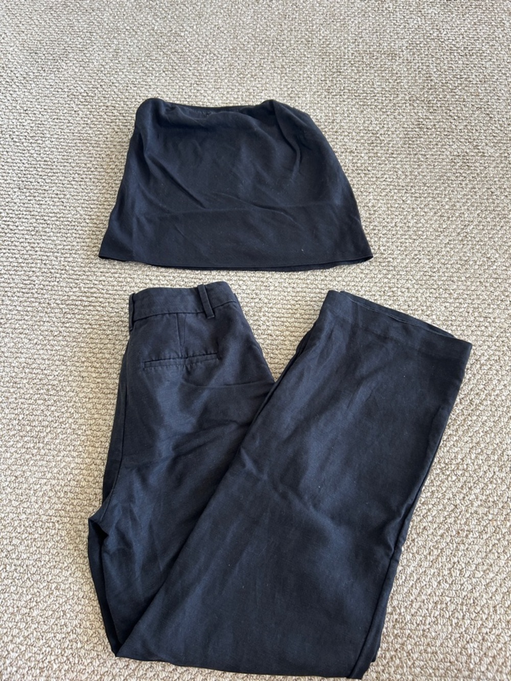 Aritzia Black Two-Piece Set - Strapless linen Top and Pants